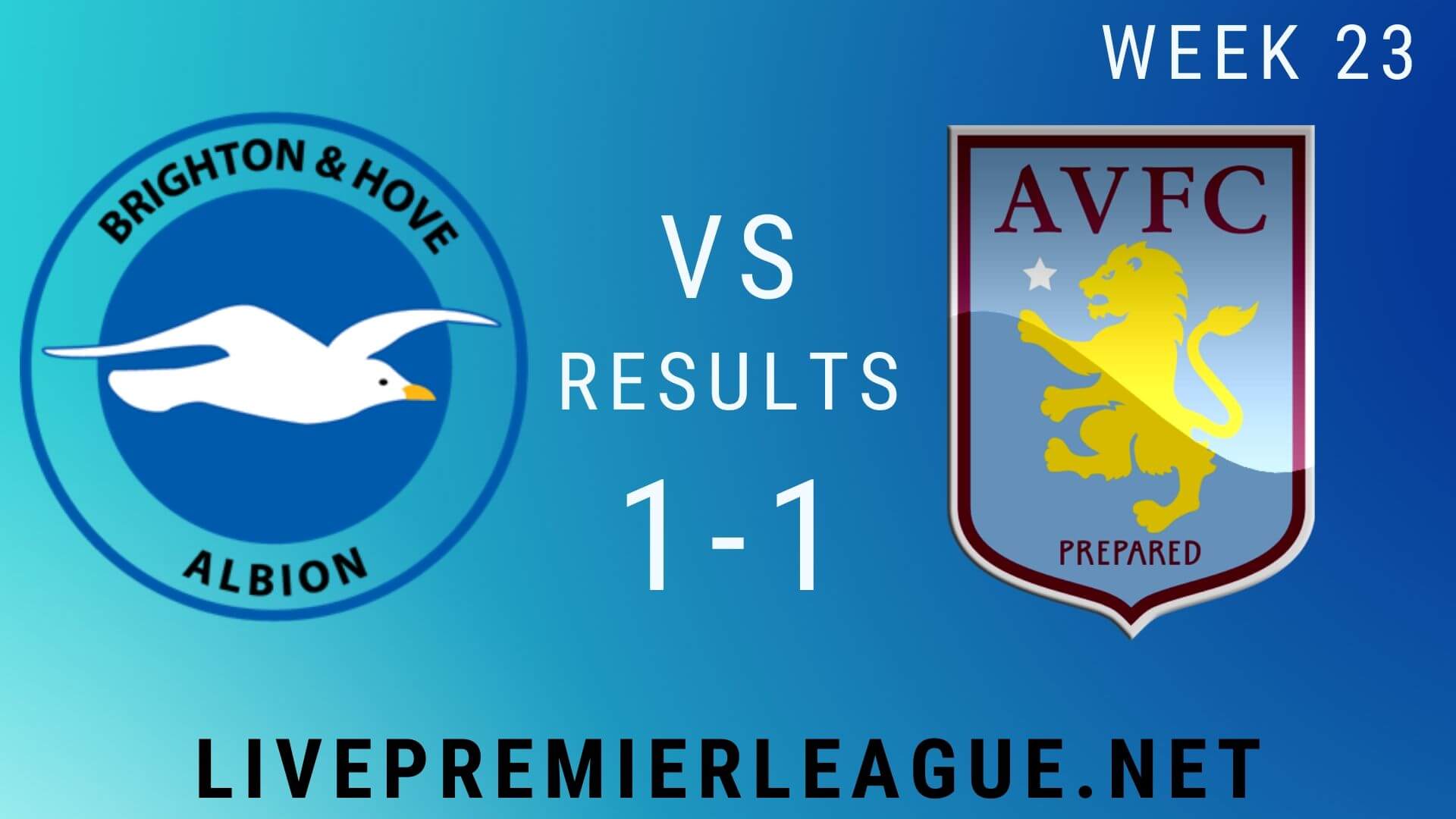 Brighton and Hove Albion Vs Aston Villa | Week 23 Result 2020
