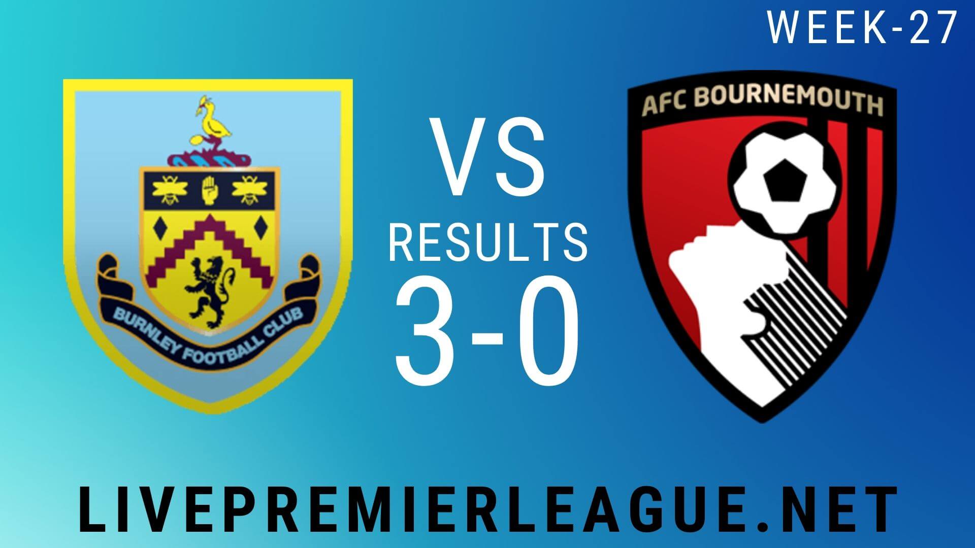 Burnley Vs AFC Bournemouth | Week 27 Result 2020