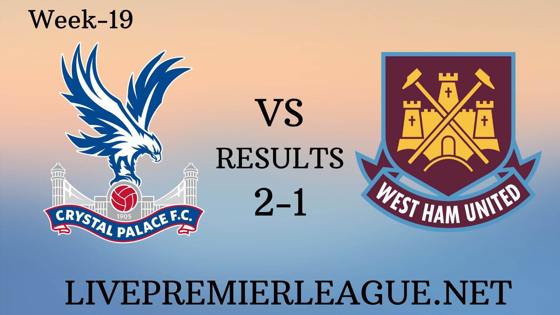 Crystal Palace Vs West Ham United | Week 19 Result 2019