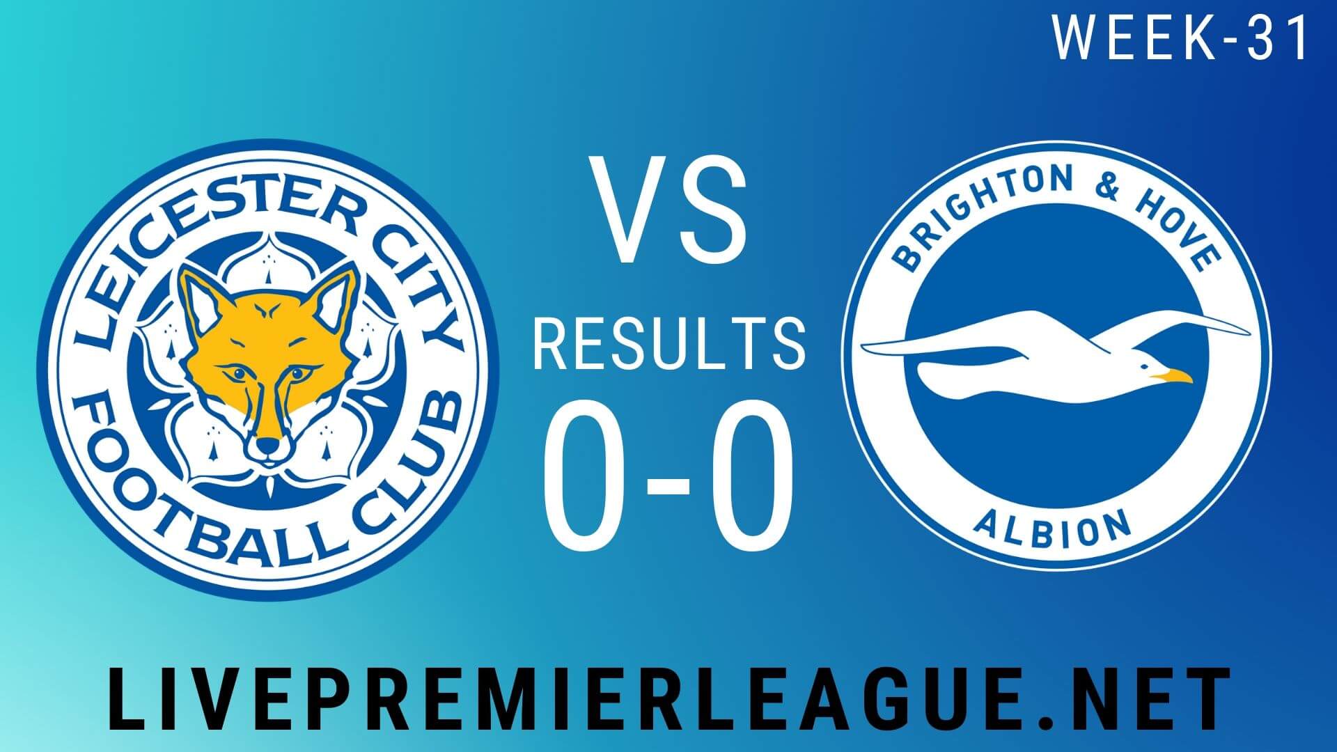 Leicester City Vs Brighton and Hove Albion | Week 31 Result 2020
