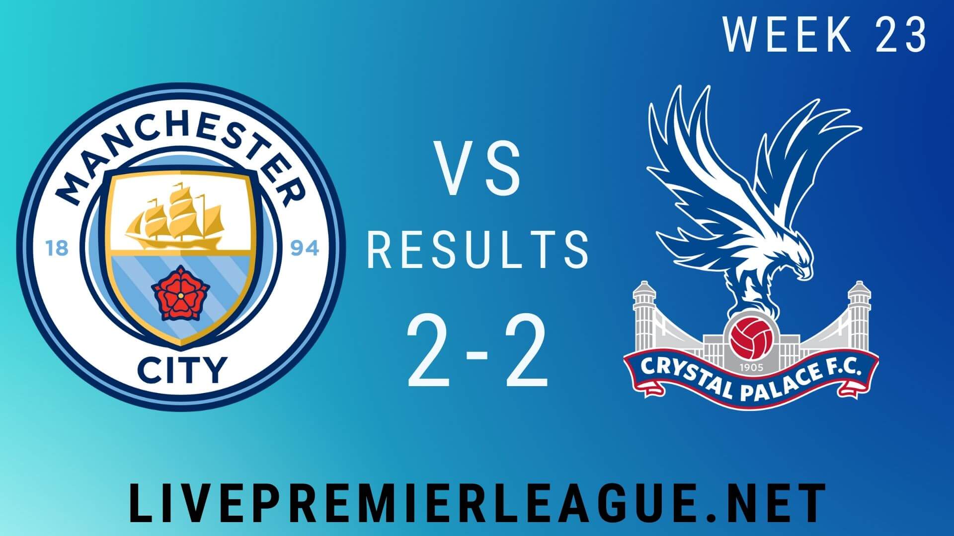Manchester City Vs Crystal Palace | Week 23 Result 2020