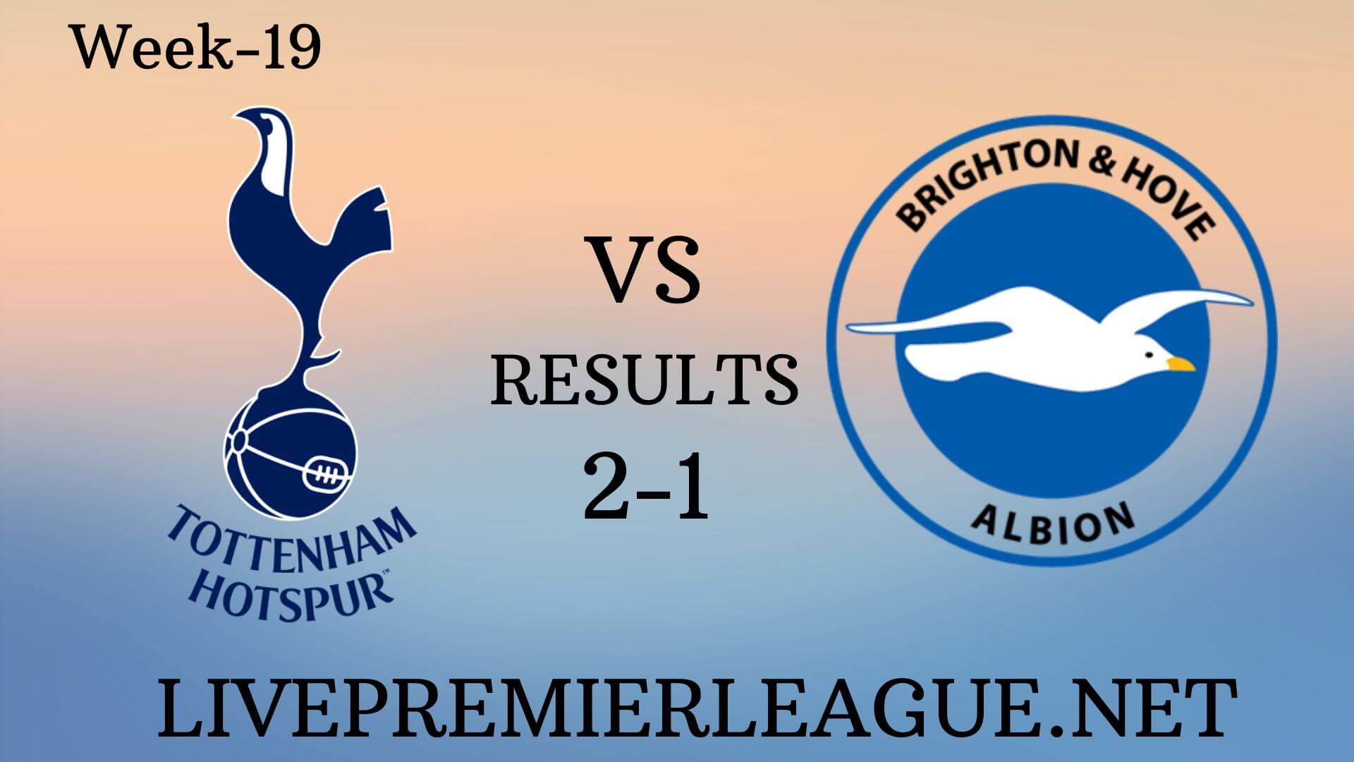 Tottenham Hotspur Vs Brighton and Hove Albion | Week 19 Result 2019