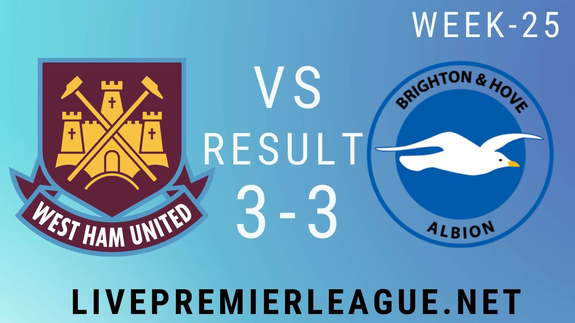 West Ham United Vs Brighton and Hove Albion | Week 25 Result 2020