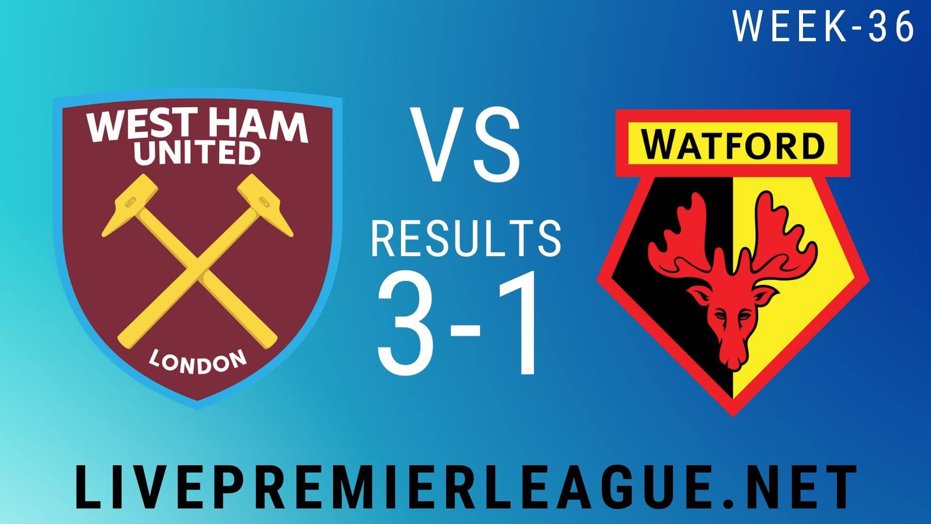 West Ham United Vs Watford | Week 36 Result 2020