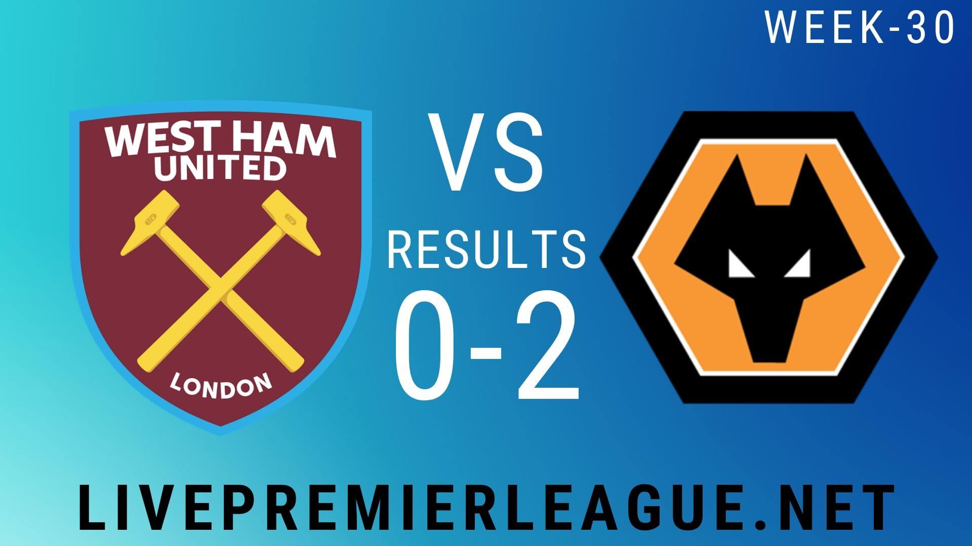 West Ham United Vs Wolverhampton Wanderers | Week 30 Result 2020