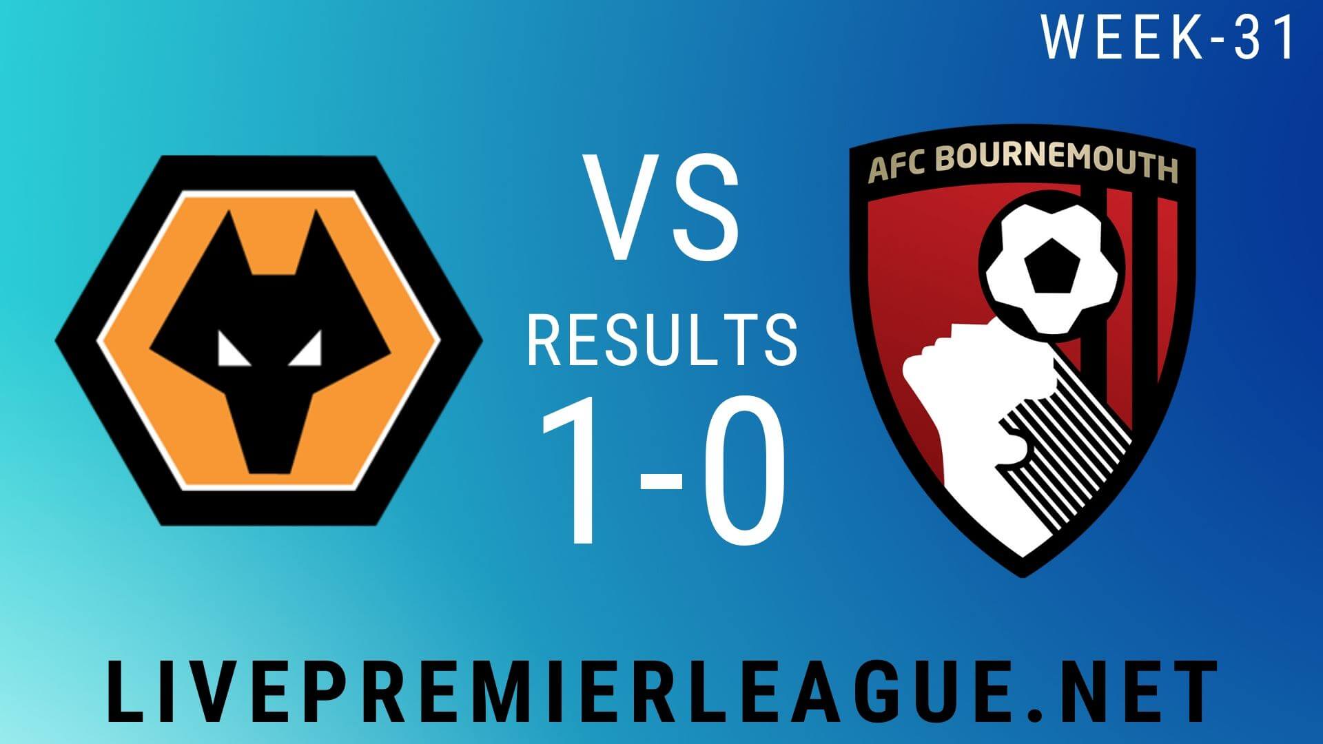 Wolverhampton Wanderers Vs AFC Bournemouth | Week 31 Result 2020